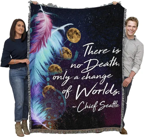 Vista 25 de Pure Country Weavers Manta con texto en inglés "I Am The Gentle Breeze Upon Your Face" con diseño de flores, para regalo de duelo y condolencia