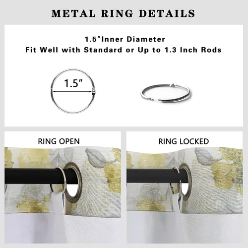 Vista 3 de Chyhomenyc Revestimientos de cortina opacas para ventana con 18 anillos, forro 100% opaco con aislamiento térmico para cortinas de 72 pulgadas, cada