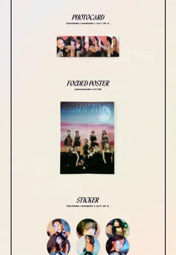 Vista 3 de TWICE READY TO BE 12º Mini Álbum Versión DIgipack CD+POB+Póster plegable en el paquete+Libro de fotos+Tarjeta con foto+Adhesivo+Seguimiento Sellado