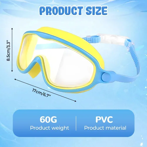 Vista 3 de Gafas de natación de marco grande impermeables y antivaho para niños, gafas de natación de visión amplia de verano 2025 para niños y niñas
