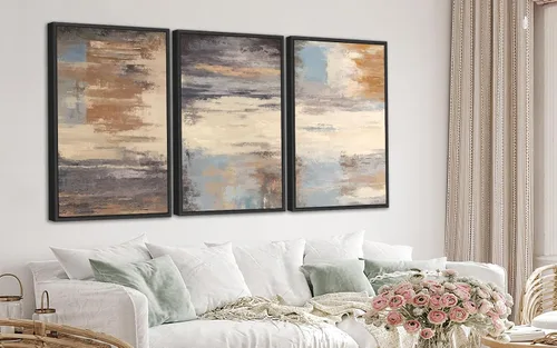 Vista 7 de ASDCEUTICALS Lienzo grande para pared, cuadros abstractos marrones para sala de estar, decoración de pared retro estética, pinturas rústicas, obras