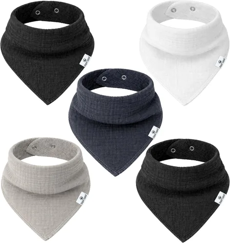 Vista 6 de Diaper Squad 10-Pack Organic Cotton Baby Bibs for Baby Boy, Girl Pastel