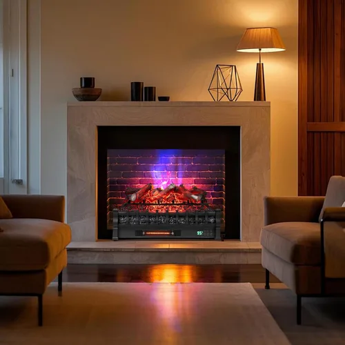 Vista 2 de ORALNER Inserto de Chimenea Eléctrica WiFi de 26", Calentador de Troncos, Cuarzo Infrarrojo con Sonido Crepitante, Control Remoto, Temporizador 8H