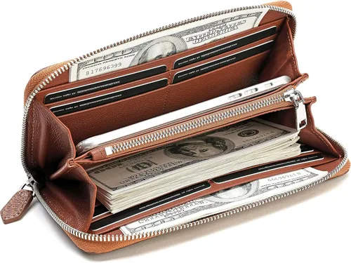 Vista 6 de Cartera de cuero de cocodrilo genuino para hombre cartera de lujo hecha a mano Marrón Minimalista