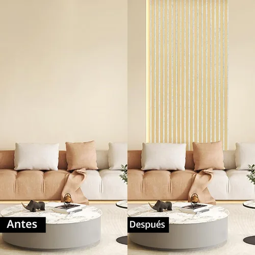 Vista 7 de Paneles de Pared para Decoración de Pared Interior, Paquete de 2 Paneles de Pared de Listones, Paneles de Pared Acústicos de Chapa de Madera