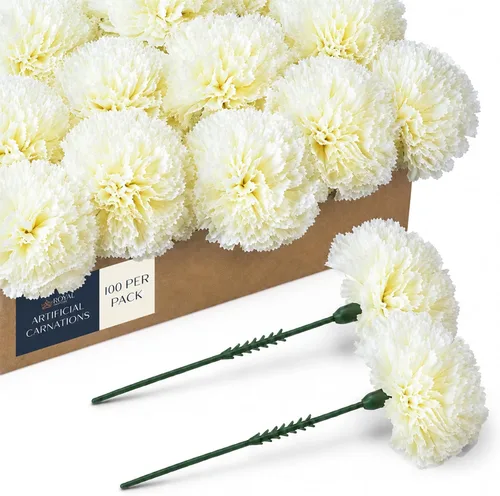 Vista 13 de Royal Imports Flores artificiales de clavel para bodas - Verde100pk
