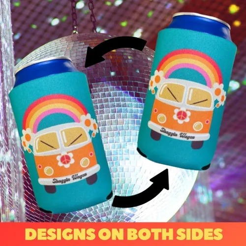 Vista 3 de Coozies Temáticas de los Años 70 - Regalo Genial para Cualquier Disco - Material de Neopreno Premium - Paquete de 6