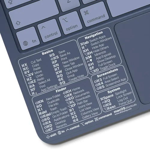 Vista 8 de Pegatina de accesos directos de Mac OS 2026, hoja de trucos de acceso directo de teclado, calcomanía de vinilo, sin residuos, para MacBook Air, Pro