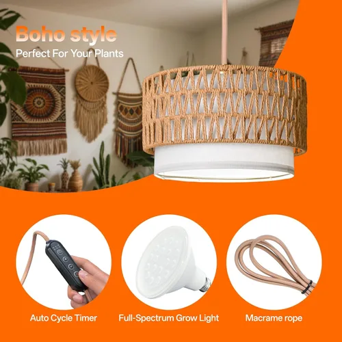 Vista 8 de Luz colgante de cultivo para plantas de interior, luz regulable