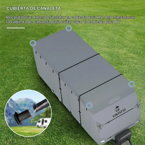 Vista 9 de VINPATIO - Cubierta resistente para cámpers/caravanas/remolques/toy hauler de 20 a 22 pies, de 7 capas, con protección para gato de lengüeta