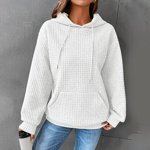 Vista 3 de Sudadera casual con capucha para mujer, con bolsillo, cómoda y ligera, con cordón ajustable