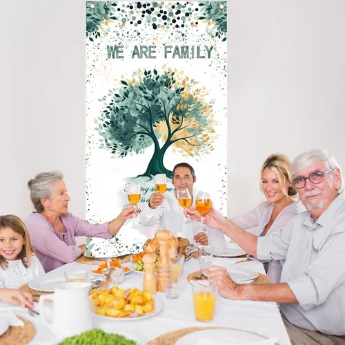 Vista 3 de Cartel de puerta con texto en inglés «We are Family» para puerta de reunión familiar, decoración de puerta, cartel de porche, cartel de fotos