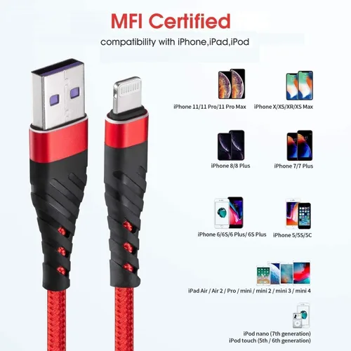 Vista 6 de Cable de carga para iPhone de 3 pies para [certificado MFi de Apple], (paquete de 2) cable Lightning CyvenSmart de 3 pies, cable de carga rápida