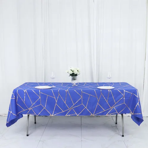 Vista 20 de Efavormart - Mantel redondo de poliéster de 120 pulgadas con patrón geométrico dorado Morado