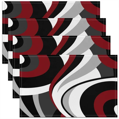 Vista 14 de Modern Circles - Juego de 4 manteles individuales de 12 x 18 pulgadas, patrón geométrico abstracto, decorativo, para niños, adolescentes y adultos
