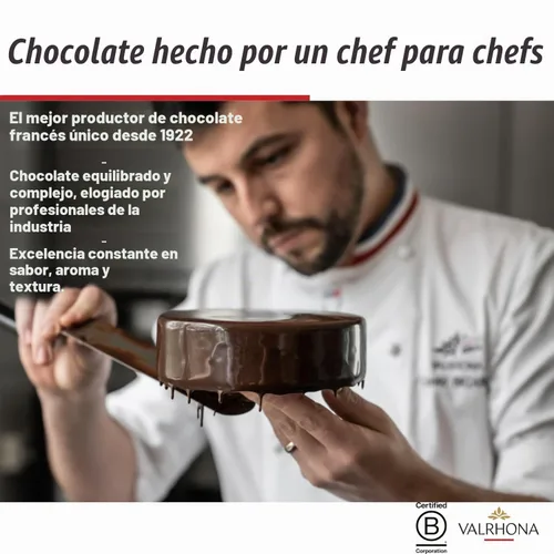 Vista 5 de Valrhona Premium French Barras de Chocolate Negro para Hornear (Feves). Clásico GUANAJA 70% Cacao. Fácil de Derretir. Fácil de Picar. Intenso