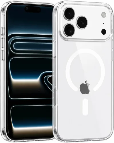Vista 15 de Funda magnética para iPhone 13, compatible con MagSafe, protección de grado militar, parte trasera dura transparente y marco de TPU suave, funda