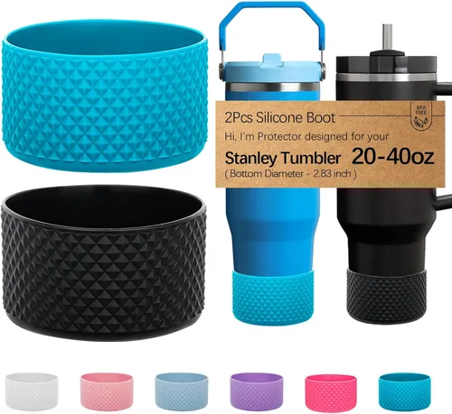 Vista 33 de WK IEASON 2 Piezas Protector de Base Tipo Bota para Vaso Stanley Quencher Adventure 40oz y Stanley IceFlow 20oz 30oz y Compatible con Botella de 3D