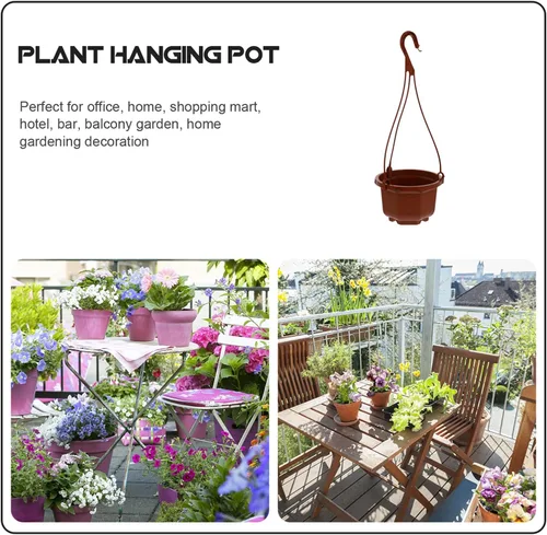 Vista 2 de Yardwe Plantas artificiales para decoración al aire libre, 12 macetas colgantes de plástico, macetas de pared para plantas de interior y exterior