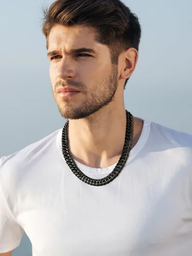 Vista 2 de U7 Cadena de eslabones cubanos estilo Miami, corte diamante, hombre o mujer, acero, negroplatachapada en oro 18 K, ancho de 864156423643064