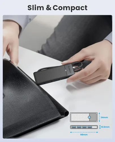 Vista 9 de ORICO Concentrador USB 3.0, concentrador USB de 4 puertos con cable de 3.3 pies, ultrafino USB-Splitter para portátil MacBook Pro, iMac, Surface