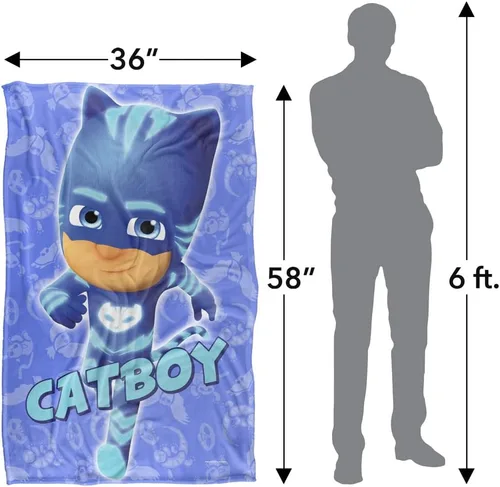Vista 5 de LOGOVISION PJ Masks - Manta de personaje Catboy para niños, manta sedosa al tacto, 36 x 58 pulgadas