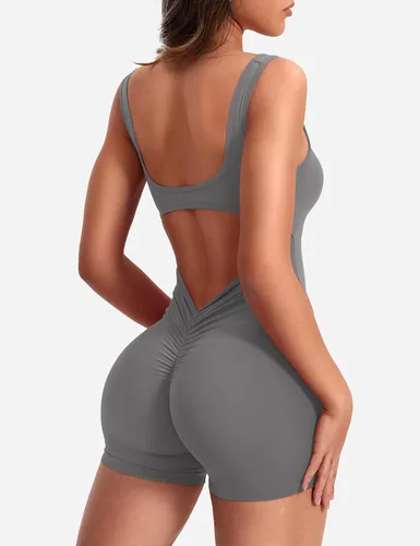 Vista 5 de YEOREO Monos de una pieza para mujer, con control de abdomen, sin mangas, para entrenamiento, espalda descubierta, bodycon, espalda en V