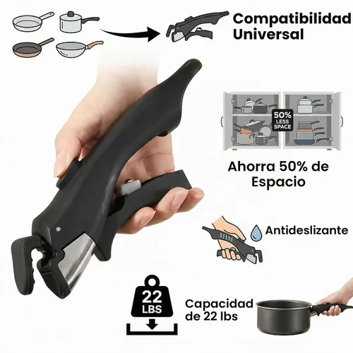 Vista 2 de 2 manijas extraíbles para ollas, mango desmontable para ollas y sartenes, mango de repuesto universal para utensilios de cocina, agarre Negro
