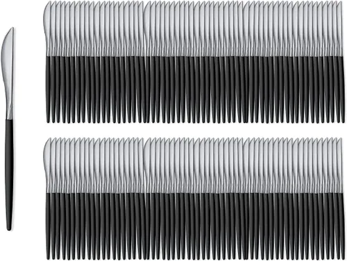 Vista 9 de Trendables Paquete de 120 tenedores de plástico resistente de dos tonos, impresionante tenedor de plástico desechable de doble color negro y dorado