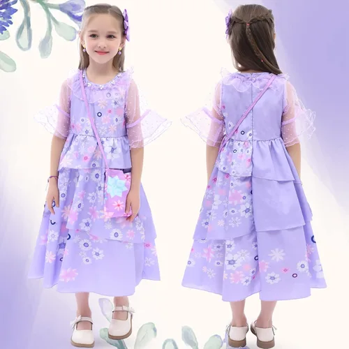 Vista 2 de Encanto Costume Dress For Girls Kids Princess Dress Up Clothes For Halloween Cosplay Birthdays As Girls Outfits Gifts