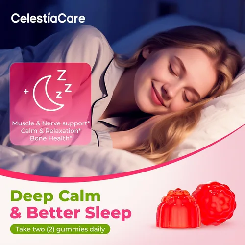 Vista 3 de Gomitas de glicinato de magnesio, alta absorción, apoyo muscular y nervioso, calma y relajación, salud ósea, cero azúcar, veganas, sin gluten, 60