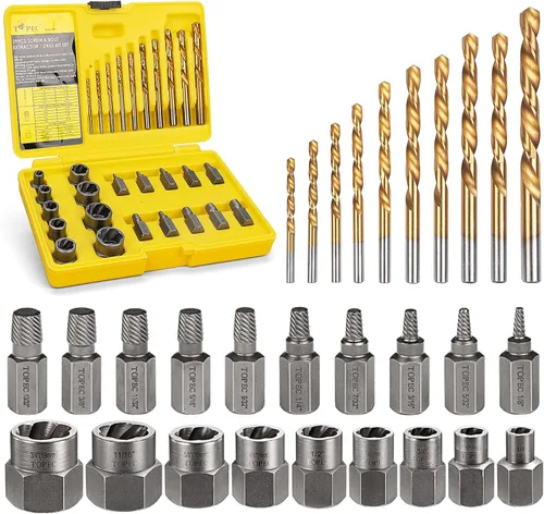 Vista 9 de TOPEC Juego de Extractor de Tornillos Pequeños, 13 Piezas Herramienta de Extracción de Tornillos Dañados, Kit HSS 6542 Easy Out para Sujetadores