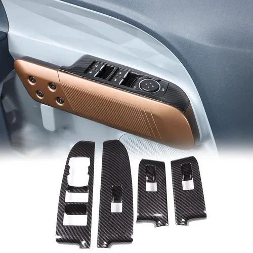 Vista 10 de Aunginsy Adhesivo para panel de botón de elevación de vidrio para puerta de automóvil, compatible con Ford Maverick 2022-2025, fibra de carbono