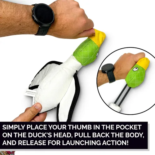 Vista 2 de Hyper Pet Serie Voladora de Juguetes Interactivos para Perros - Gran Lanzador de Patos con Funda para Perros que Flota en el Agua