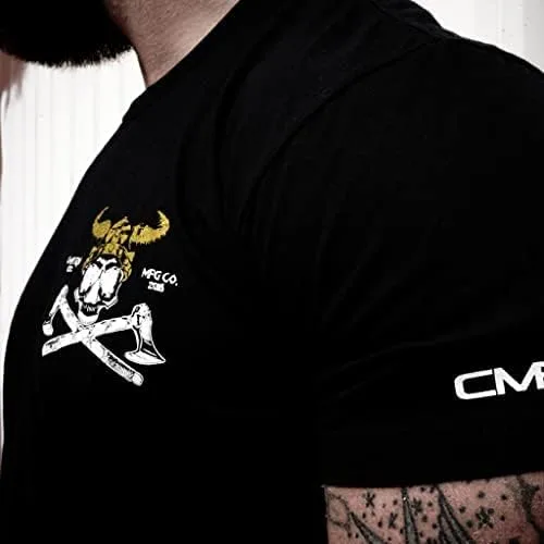 Vista 6 de Combat Iron Fear Not Death, Viking Warrior - Camiseta gráfica de manga corta para hombre, unisex de ajuste atlético (negro, L), Negro