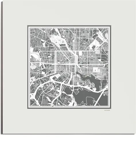 Vista 89 de O3 Design Studio San Diego, CA Paper Cut Map Matted Grey 20x20 in Paper Art