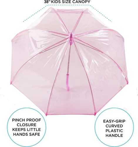 Vista 2 de Totes- Paraguas de burbujas transparente para niños con mango de fácil agarre 2236-PNK