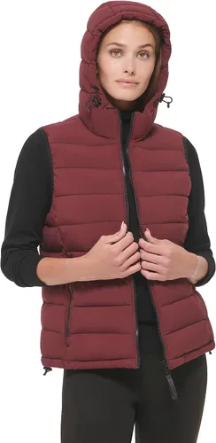 Vista 5 de Calvin Klein Chaleco acolchado de tela elástica con capucha para mujer