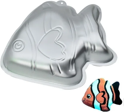 Vista 4 de WOBATOY Wotoy - Molde para hornear pasteles de pescado de aluminio, 10 pulgadas