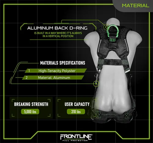 Vista 2 de Frontline 250VTB Elite™ Arnés estilo chaleco con hardware de aluminio y correas de suspensión trauma + OSHA y ANSI