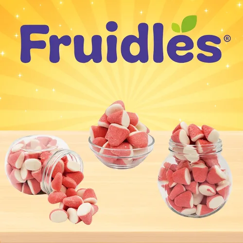 Vista 3 de Fruidles Caramelos de gomitas de fresa, deliciosas gomitas de sabores de frutas recubiertas de azúcar (1 libra)
