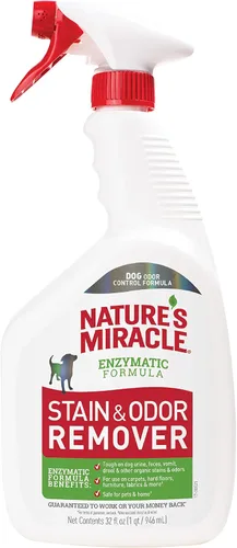 Vista 16 de Removedor de manchas y olores de perros, fórmula enzimática para desastres cotidianos, de Nature's Miracle, 709 ml Tough on Dog Urine, Feces