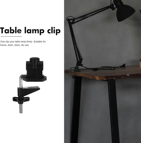 Vista 5 de YARNOW Abrazadera de escritorio de metal, paquete de 3 clips universales para lámpara de mesa con base fija para lámparas de brazo oscilante