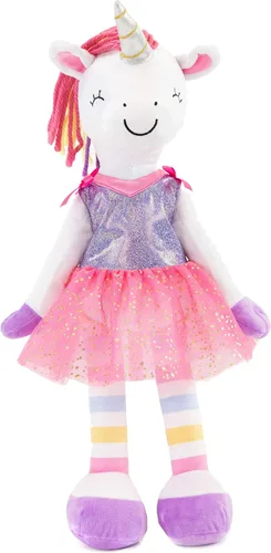 Vista 7 de Muñeca de Bebé Suave Plushible, Perro de 18 Pulgadas - Muñeca de Trapo de Peluche con 2 Conjuntos de Ropa, Mi Primer Juguete de Peluche para Niñas
