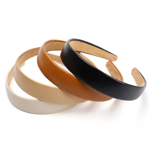 Vista 5 de WOVOWOVO Diademas de cuero para mujer, 1 pulgada, antideslizantes, suaves, de poliuretano, para mujer, de moda, lindas diademas de belleza