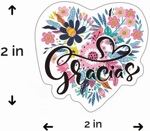Vista 6 de 500 calcomanías grandes de agradecimiento en español Calcomanías de agradecimiento españolas en forma de corazón para fiestas, clientes, sobre