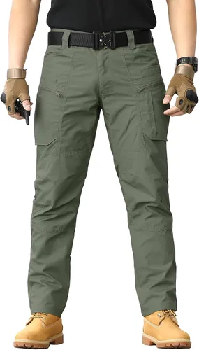 Vista 2 de CARWORNIC Pantalones tácticos ligeros para hombre, pantalones cargo militares, resistentes al agua, para senderismo, trabajo