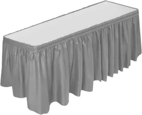 Vista 6 de DecorRack Falda de mesa, 29 pulgadas x 14 pies, sin BPA, desechable, reutilizable, rectangular, color negro (paquete de 1)