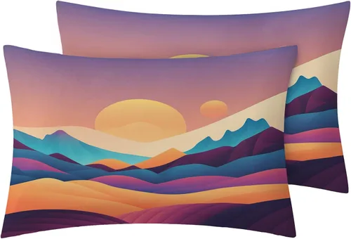 Vista 3 de Sun Sheets - Juego de sábanas de 3 piezas con estampado bohemio de montaña, sábanas y fundas de almohada estampadas - Sábana bajera ajustable