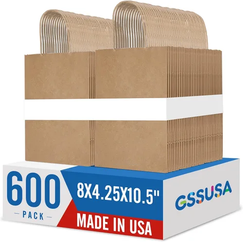 Vista 16 de GSSUSA Bolsas de papel negras de 8 x 4.25 x 10.5 pulgadas, 20 unidades, bolsa de papel de regalo con asas a granel, regalo de graduación, papel